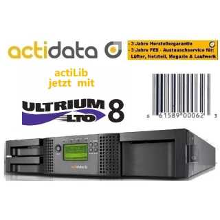 actiLib - Library 2U - mit 2x LTO-8 HH FC - (24 Slots bis zu 720TB - (*DC))