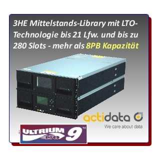 actiLib - Kodiak 6807- BTL - 6U Basismodul - 1x LTO-9 HH FC (80 Slots bis zu 3,6PB (*DC))