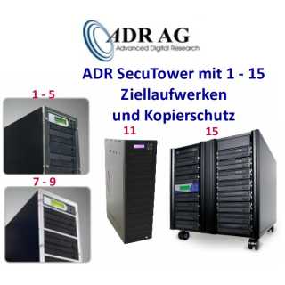 ADR Whirlwind tower 1 to 11 DVD-R - 1 to 11 manual duplicator with 1 reader and 11 writers - 1TB Harddisk and USB Connection included