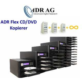 ADR - FLEX tower duplicator 1 to 20 DVD-R - 2 to 10 manual duplicator with 1TB harddisk. Up to 250 towers can be connected to a chain