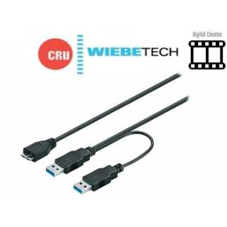 CRU - Digital Cinema - DCmini - USB 3.0 Micro-B to Dual A male Data/Power Cable - 45cm