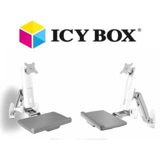 ICY BOX - IB-MS600-W - "Sit-Stand-Workstation" mit Wandhalterung für einen Monitor bis zu 24" - silv./whi.