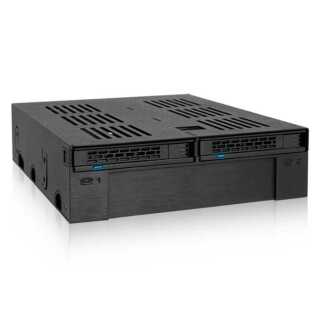 ICY DOCK - MB322SP-B - ExpressCage - 2x 2.5" SATA/SAS + 1x 3.5" in 1x 5.25" bay mobile rack screwless trays black