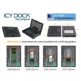 ICY DOCK - EZConvert MB703M2P-B - M.2 SATA SSD zu 2,5 SATA SSD Konverter Adapter