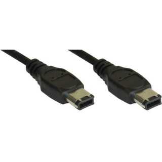 InLine - FireWire Kabel, IEEE1394 6pol Stecker / Stecker, schwarz, 0,5m