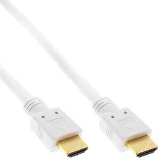 InLine - HDMI Kabel, HDMI-High Speed mit Ethernet, Premium, 4K2K, Stecker / Stecker, weiß / gold, 10m