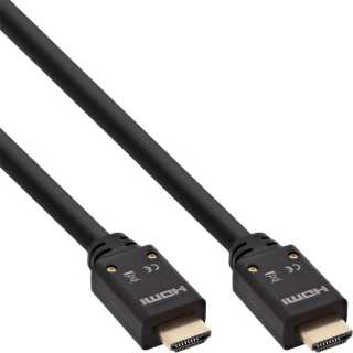 InLine - HDMI Aktiv-Kabel, HDMI-High Speed mit Ethernet, 4K2K, Stecker / Stecker, schwarz / gold, 10m