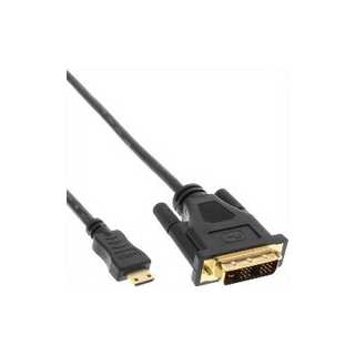InLine - Mini-HDMI zu DVI Kabel, HDMI Stecker C zu DVI 18+1, verg. Kontakte, schwarz, 2m