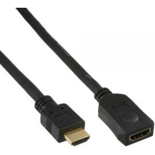 InLine - HDMI Verlängerung, HDMI-High Speed, Stecker / Buchse, schwarz, vergoldete Kontakte, 2m