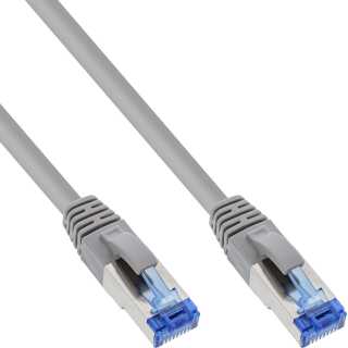 InLine - Patchkabel, S/FTP (PiMf), Cat.6A, 500MHz, halogenfrei, Kupfer, grau, 0,5m