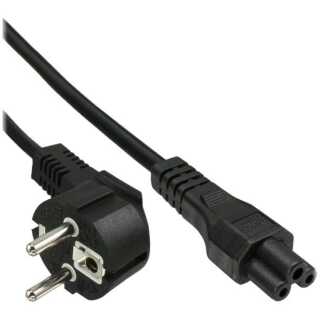 InLine - Netzkabel für Notebook, Schutzkontaktstecker gewinkelt auf 3pol Kupplung, schwarz, 2m