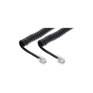 InLine - Hörer Spiralkabel, RJ10 Stecker / Stecker, schwarz, max. 2m