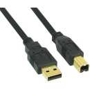 InLine - USB 2.0 Kabel, A an B, schwarz, Kontakte gold, 2m
