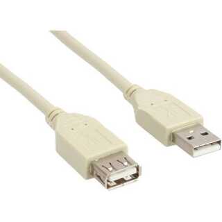 InLine - USB 2.0 Verlängerung, Stecker / Buchse, Typ A, beige/grau, 1,8m