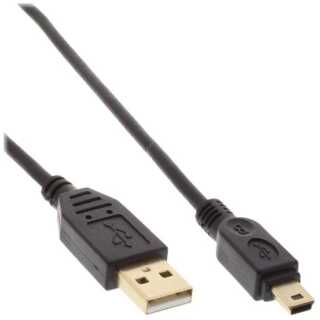 InLine - USB 2.0 Mini-Kabel, USB A Stecker an Mini-B Stecker (5pol.), schwarz, vergoldete Kontakte, 2m