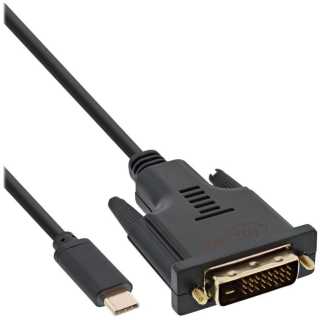 InLine - USB Display Kabel, USB Typ-C Stecker zu DVI Stecker (DP Alt Mode), schwarz, 2m