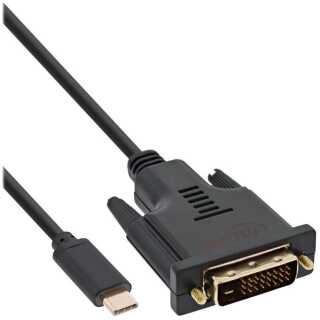 InLine - USB Display Kabel, USB Typ-C Stecker zu DVI Stecker (DP Alt Mode), schwarz, 2m