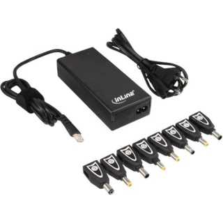 InLine - Universal Netzteil für Notebooks, 90W, USB, 100-240V, schwarz mit 8 Wechselsteckern