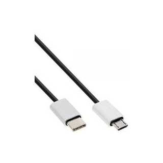 InLine - USB 2.0 Kabel, Typ C Stecker an Micro-B Stecker, schwarz/Alu, flexibel, 1,5m