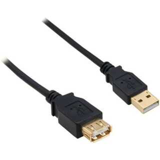 InLine - USB 2.0 Verlängerung, Stecker / Buchse, Typ A, schwarz, Kontakte gold, 5m