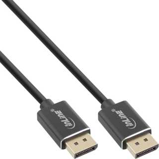 InLine - DisplayPort 1.4 Kabel Slim, 8K4K, schwarz, vergoldete Kontakte, 3m