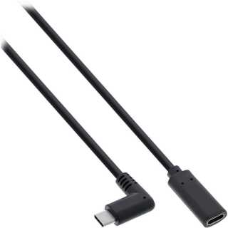 InLine - USB 3.2 Kabel, USB Typ-C Verlängerung, Stecker gewinkelt auf Buchse, schwarz, 1m