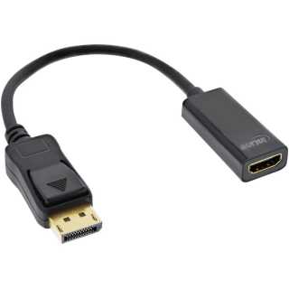 InLine - DisplayPort zu HDMI Adapterkabel mit Audio, DisplayPort Stecker auf HDMI Buchse, 4K/30Hz, schwarz, 0,15m