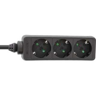 InLine - Steckdosenleiste, 3-fach Schutzkontakt, 1,5m, schwarz