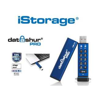 iStorage - datAshur Pro 32GB - USB3.0 - Alu - Military Grade, XTS-AES 256-bit HW encryption, FIPS 140-2 L3 - Waterproof - boot delay future - Keypad
