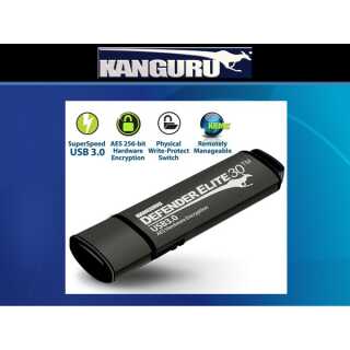 Kanguru - 128GB Kanguru Defender Elite30 (Encrypted USB 3.0 Flash Drive), Farbe Schwarz