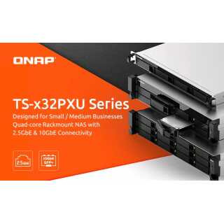 QNAP - TS-432PXU-2G - NAS-Server - 4 Schächte - Rack einbaufähig SATA 6Gb/s RAID 0 1 5 6 10 JBOD RAM 2 GB 2.5 Gigabit Ethernet / 10 Gigabit Ethernet iSCSI Support 1U