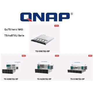 QNAP - TS-h987XU-RP-E2334-16G - NAS-Server - 9 Schächte - Rack 1U - SATA 6Gb/s / PCIe (NVMe)/ U.2 RAID 0 1 5 6 10 50 60 RAID TP TM RAM 16 GB 2.5 Gigabit Ethernet / 10 Gigabit Ethernet iSCSI Support