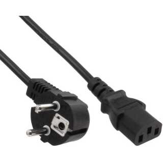 InLine - Netzkabel, Schutzkontakt gewinkelt auf Kaltgerätestecker C13, 3m