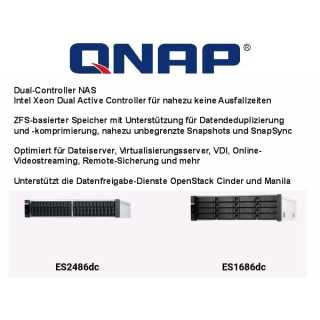 QNAP - ES2486dc-2142IT-96G - 2U - 24x 2.5" SAS 12Gbps - Intel® Xeon® D-2142IT 1.9GHz 8-core - Enterprise