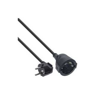 InLine - Strom-Verlängerung Schutzkontakt Stecker gewinkelt / Buchse, schwarz, 5m