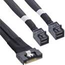 InLine - Slim SAS Kabel, SFF-8654 8i zu 2x SFF-8643, 0,5m