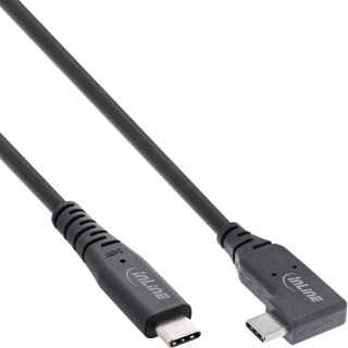 InLine - USB4 Kabel, USB-C einseitig gewinkelt, PD 240W 8K60Hz, TPE schwarz, 2m