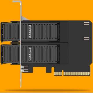 ICY DOCK - ExpressSlot Core MB312M4P-B - 2-Bay M.2 NVMe SSD zu PCIe 4.0 x8 Wechselrahmen Adapterkarte für PCIe Erweiterungsslot