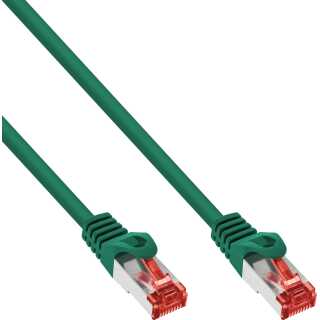 InLine - Patchkabel, S/FTP (PiMf), Cat.6, 250MHz, halogenfrei, Kupfer, grün, 15m
