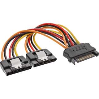 InLine - SATA Strom-Y-Kabel, SATA Buchse an 2x SATA Stecker mit Sicherheitslasche, 0,3m