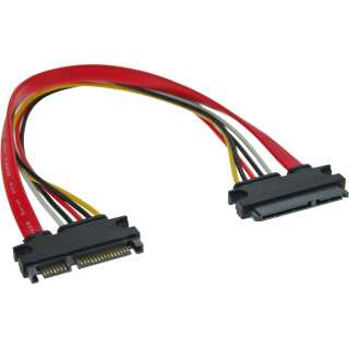 InLine - SATA+Strom Verlängerung intern, SATA 6Gb/s + Strom, Stecker / Buchse, 0,3m