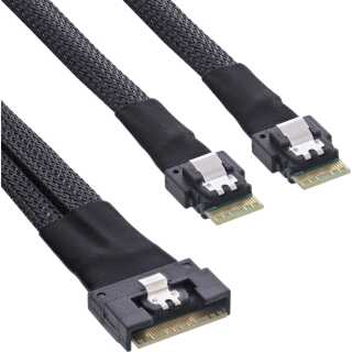 InLine - Slim SAS Kabel, SFF-8654 8i zu 2x SFF-8654 4i, 0,75m