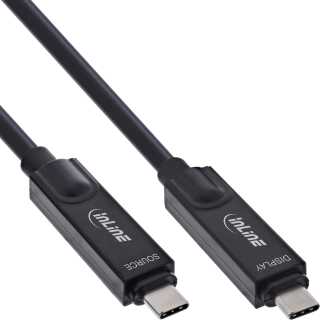 InLine - USB 3.2 Gen.2 AOC Kabel, USB-C Stecker/Stecker, 8K60Hz, 60W, schwarz, 15m