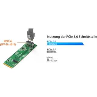 ICY DOCK - EXLink MB309A5 - M.2 NVMe SSD zu MCIO 4i PCIe 5.0 x4 Adapter mit Redriver