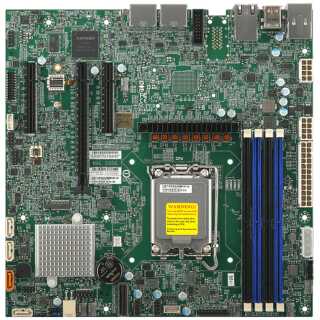 Supermicro - Mainboard X14SAZ-F micro-ATX Sockel 1851 Single - Mainboard - Intel Sockel 1851 (Core Ultra 100&200) Micro/Mini/Flex-ATX 192 GB DDR5 DIMM UDIMM RAID 0-1-5 SATA 6 GB/s PCI