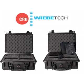 CRU - Hard-shelled Carrying Case for DriveBoxes - a waterproof Pelican 1450 case for transporting up to 10 HDDs - includes 10 DriveBoxes