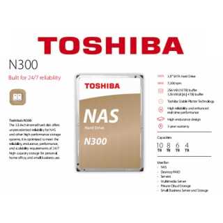 Toshiba - N300 NAS - Festplatte - 22 TB - intern - 3.5" (8.9 cm) - SATA 6Gb/s 7200 rpm Puffer: 512 MB