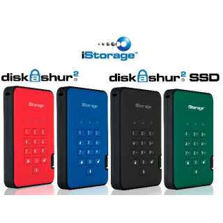 iStorage - diskAshur² - SSD - verschlüsselt - 8 TB - extern (tragbar) USB 3.1 FIPS 140-2 Level 3 - FIPS 197 256-bit SHA 256-bit AES-XTS Fiery Red TAA-konform