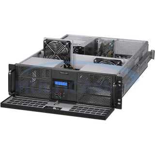 19 Zoll Industriegehäuse 3HE, ohne Netzteil, 650mm Einbautiefe, E-ATX, 6x 5,25", 2x 3,5", 2x 2,5", PS/2, Lüftersteuerung E-ATX Servergehäuse mit Stromsparfunktion