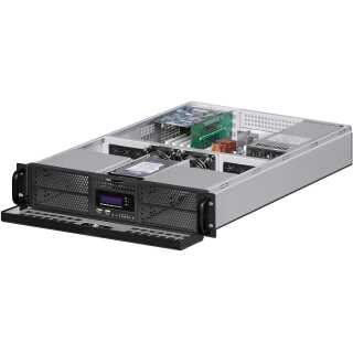 19 Zoll ATX-Industriegehäuse 2HE, ohne Netzteil, 650mm Einbautiefe, E-ATX, 4x ODD, 2x HDD, ggf 2x SSD, FlexATX/2U/2Ured, Lüftersteuerung